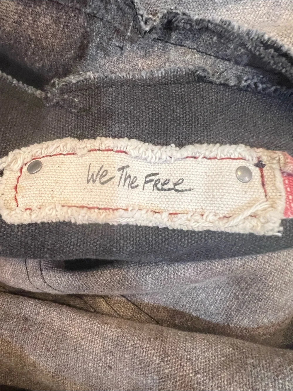 FREE PEOPLE VINTAGE Gray Canvas Travel Duffle Bag with Orange '42' Accent